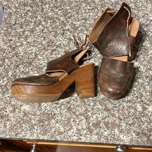 Free People Distressed Leather Clogs